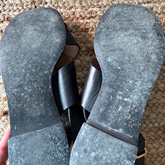 Mellow Yellow Black Leather Sandals - Size EU 39 / US 8.5-9 🖤 - Picture 4 of 8